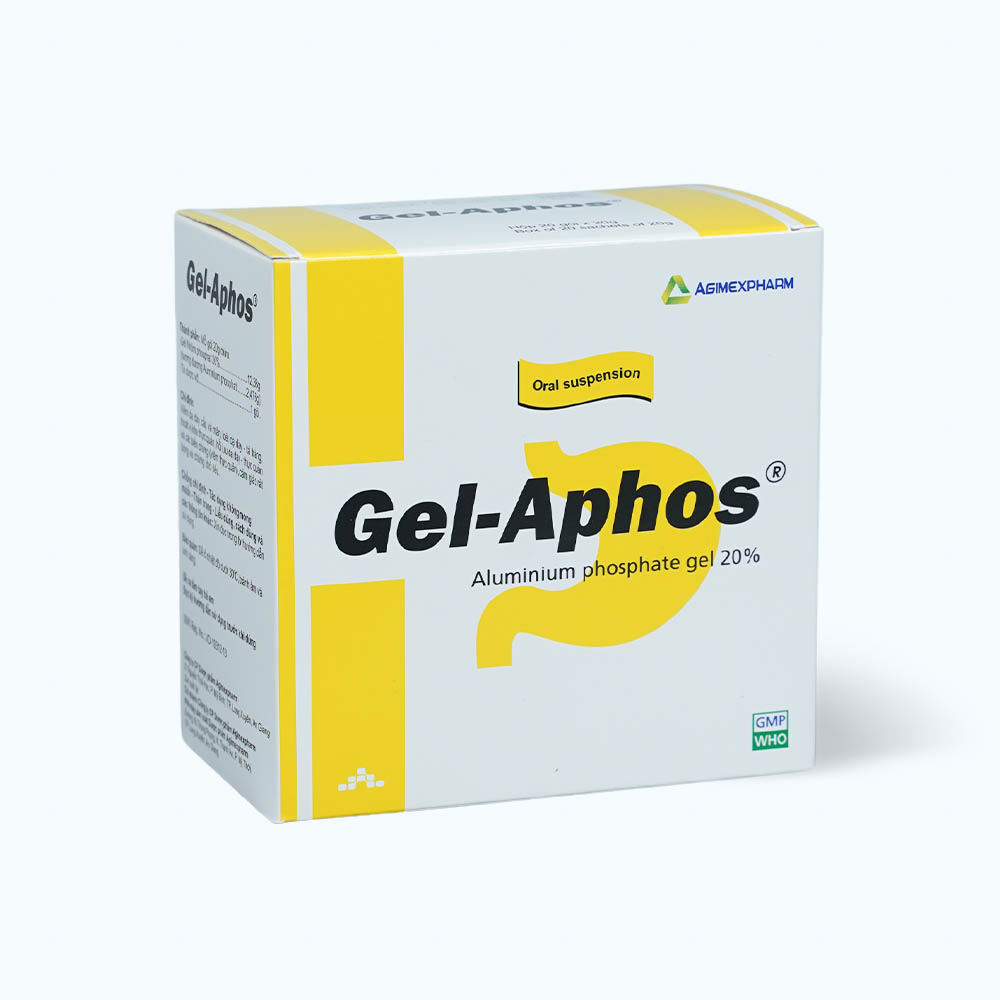 Hỗn dịch uống Gel-Aphos 20% điều trị viêm loét dạ dày tá tràng, viêm thực quản (20 gói x 20g)