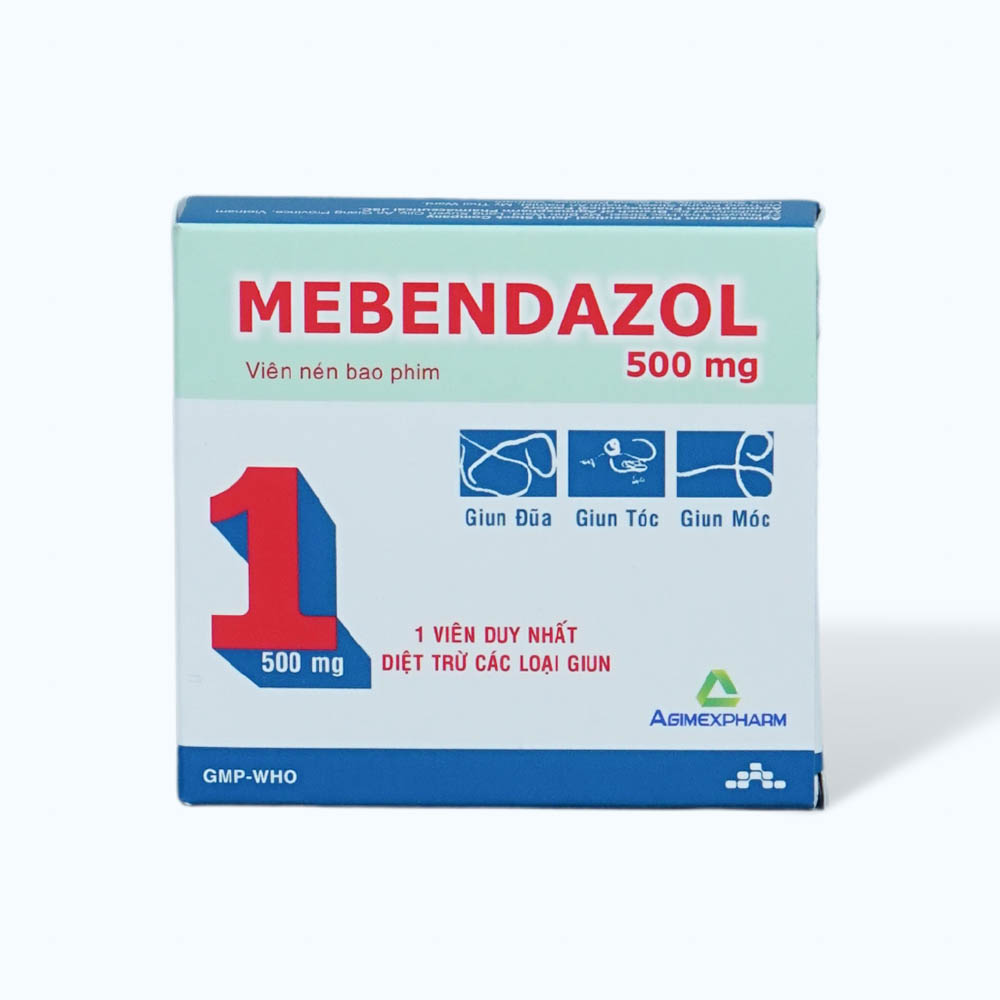 Viên nén Mebendazol 500mg điều trị nhiễm giun (1 vỉ x 1 viên)