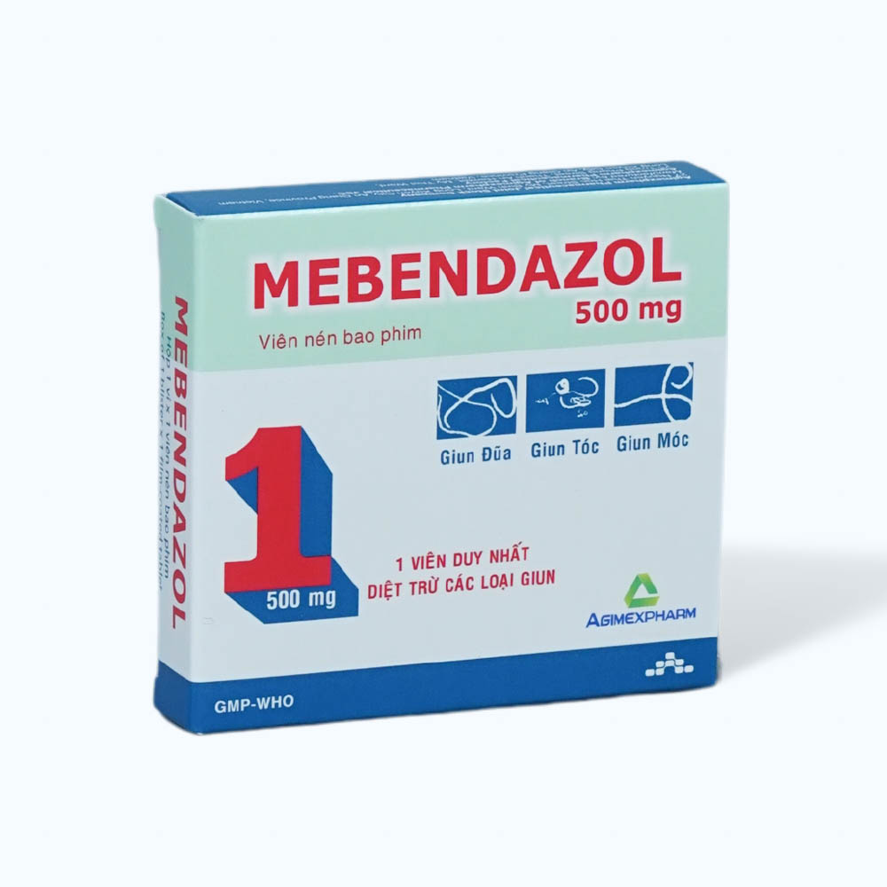 Viên nén Mebendazol 500mg điều trị nhiễm giun (1 vỉ x 1 viên)