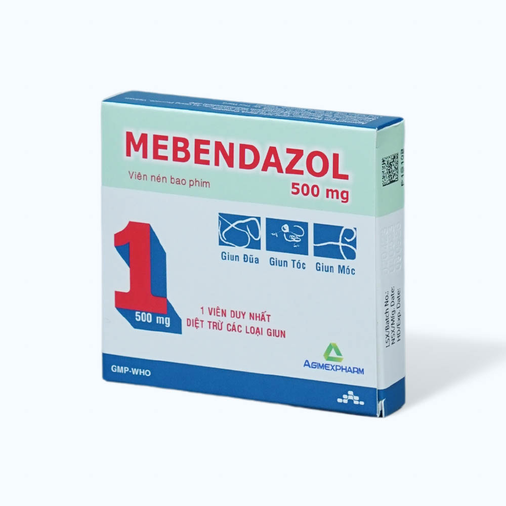 Viên nén Mebendazol 500mg điều trị nhiễm giun (1 vỉ x 1 viên)