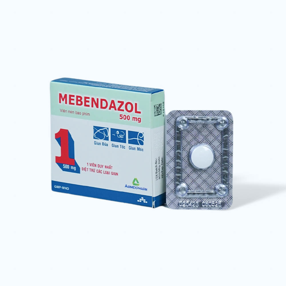 Viên nén Mebendazol 500mg điều trị nhiễm giun (1 vỉ x 1 viên)