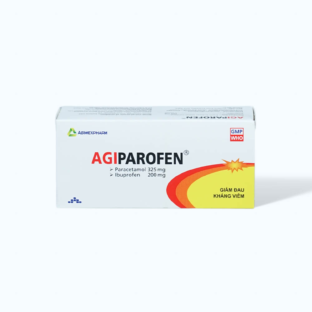 Viên nén Agiparofen 325mg/200mg điều trị đau đầu, đau răng, sốt, nhức mỏi cơ (5 vỉ x 10 viên)