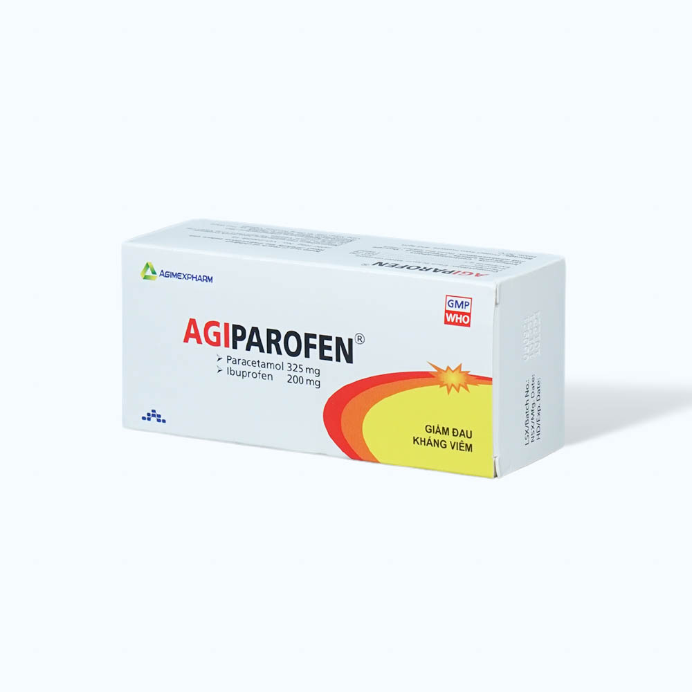 Viên nén Agiparofen 325mg/200mg điều trị đau đầu, đau răng, sốt, nhức mỏi cơ (5 vỉ x 10 viên)