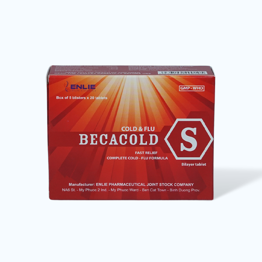 Thuốc Becacold-S trị các triệu chứng ho cảm thông thường (5 vỉ x 20 viên)