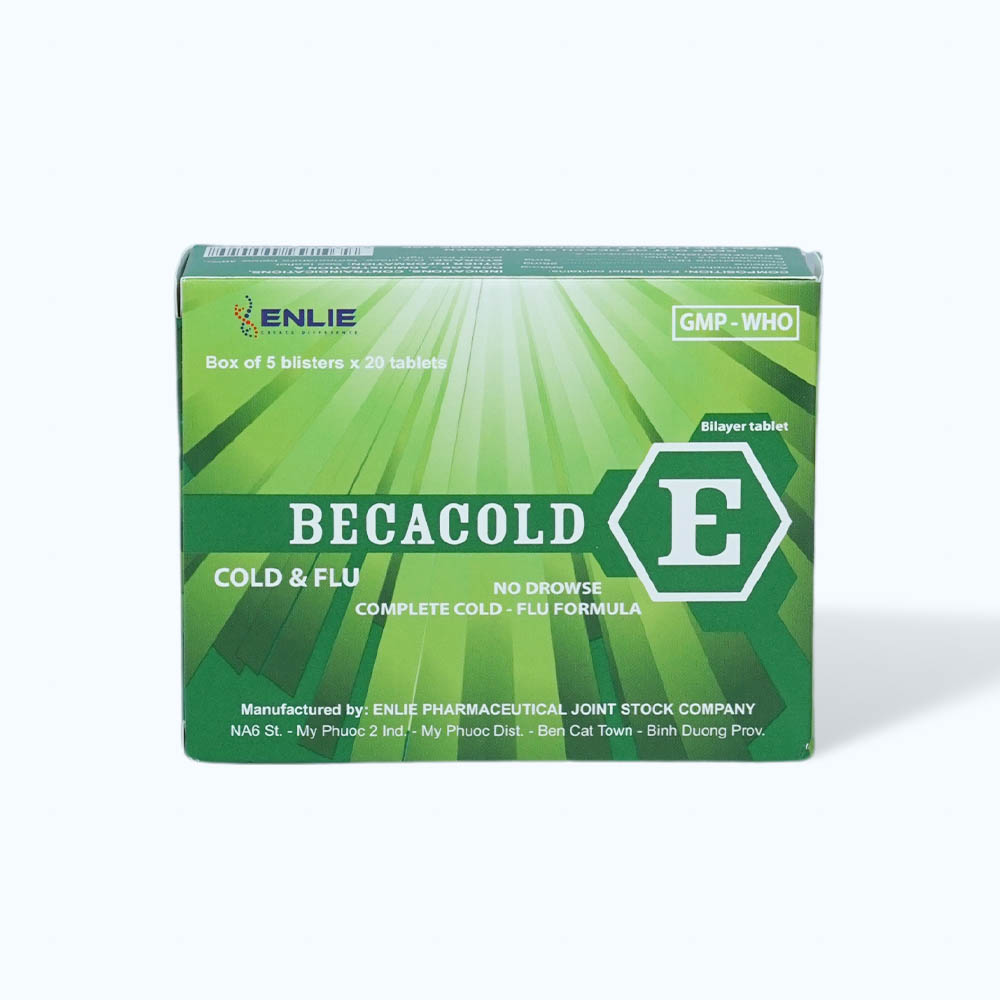 Thuốc Becacold-E trị các triệu chứng ho cảm thông thường (5 vỉ x 20 viên)