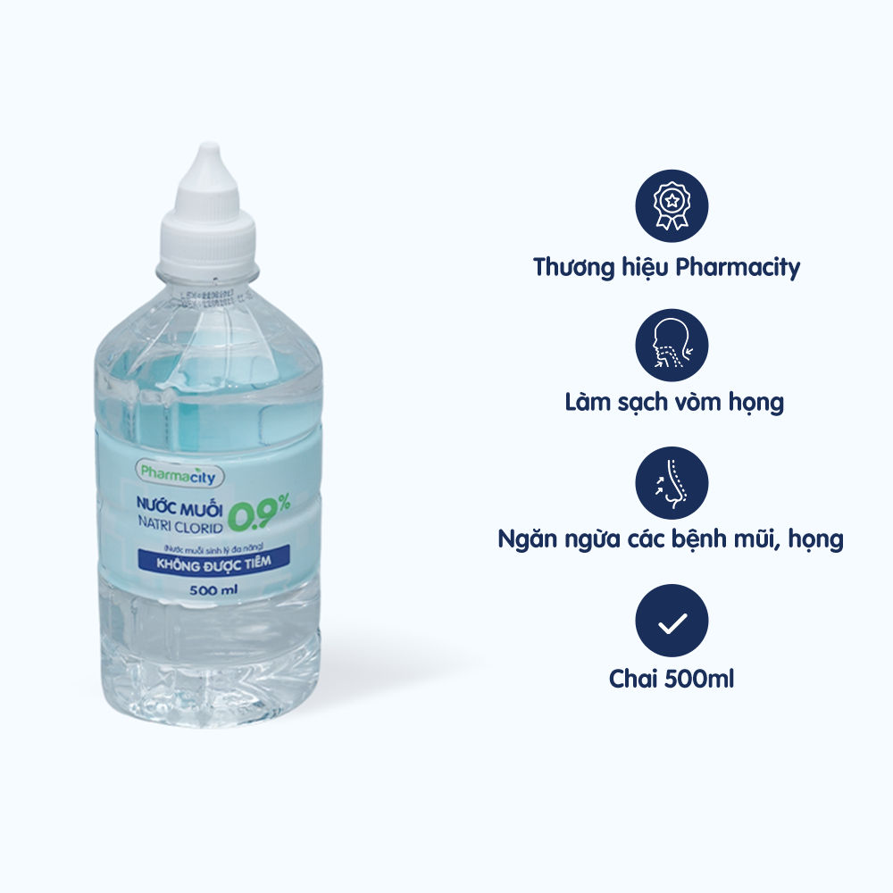 Nước muối sinh lý Pharmacity Natri Clorid 0,9% (500ml)