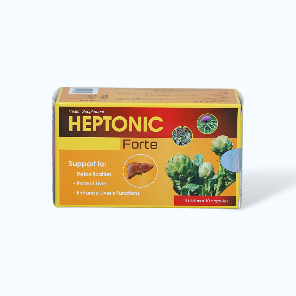 Viên uống Heptonic Forte hỗ trợ giải độc gan và bảo vệ gan (Hộp 5 vỉ x 10 viên nang)