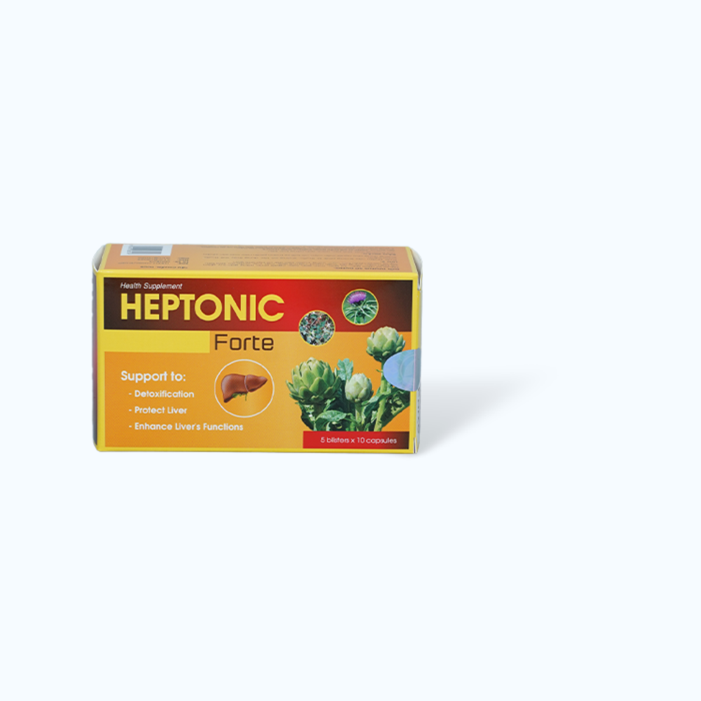 Viên uống Heptonic Forte hỗ trợ giải độc gan và bảo vệ gan (Hộp 5 vỉ x 10 viên nang)