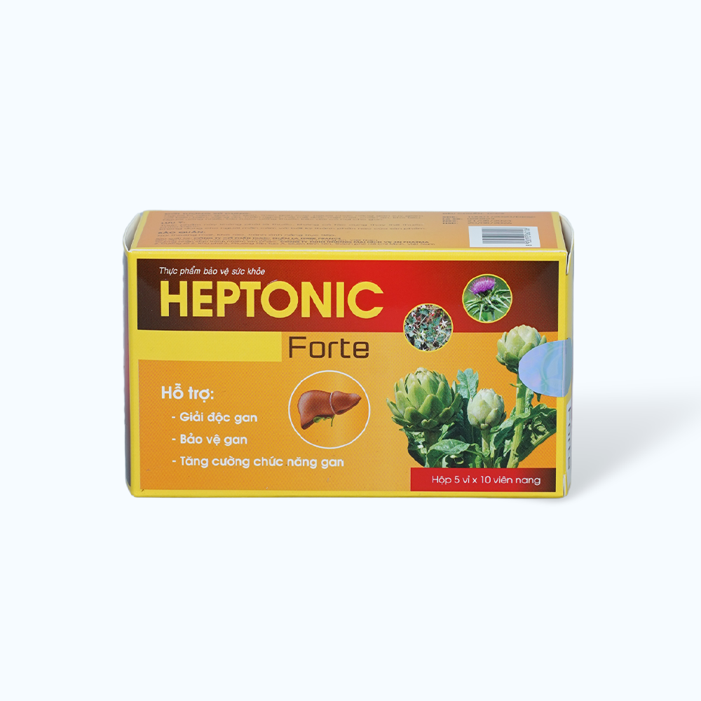 Viên uống Heptonic Forte hỗ trợ giải độc gan và bảo vệ gan (Hộp 5 vỉ x 10 viên nang)