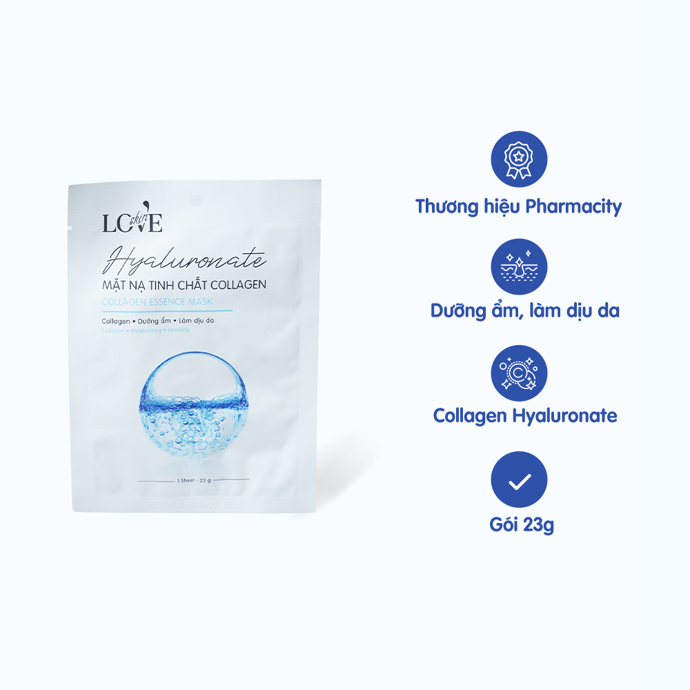 Mặt nạ tinh chất collagen Hyaluronate dưỡng ẩm và làm dịu làn da (23g)