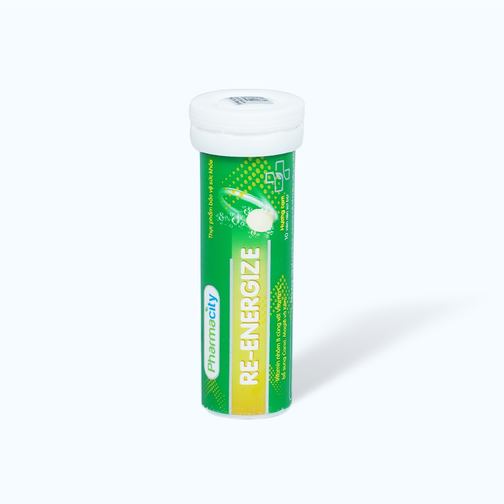 Viên sủi Pharmacity Re-Energize hương cam hỗ trợ tăng cường đề kháng (Tuýp 10 viên)