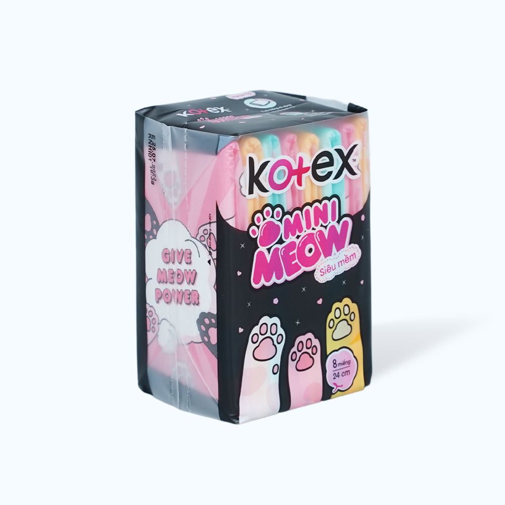 Băng vệ sinh Kotex Mini Meow siêu mềm 24cm (Gói 8 miếng)