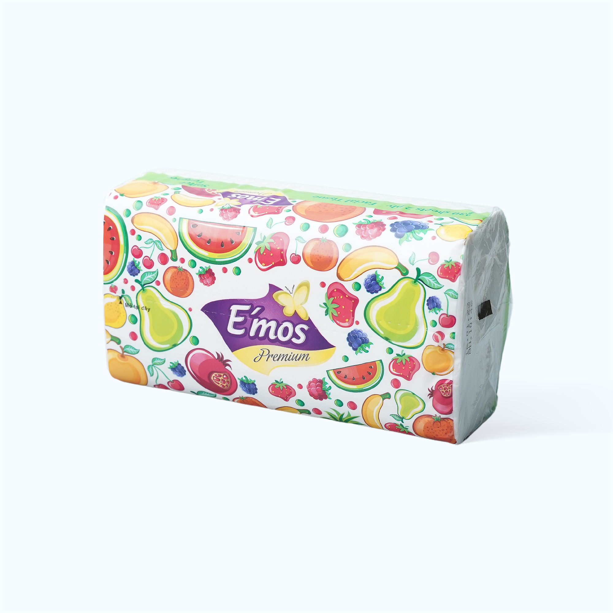 Khăn giấy EMOS rút 2 lớp hoa quả 24mm (Gói 230 tờ)