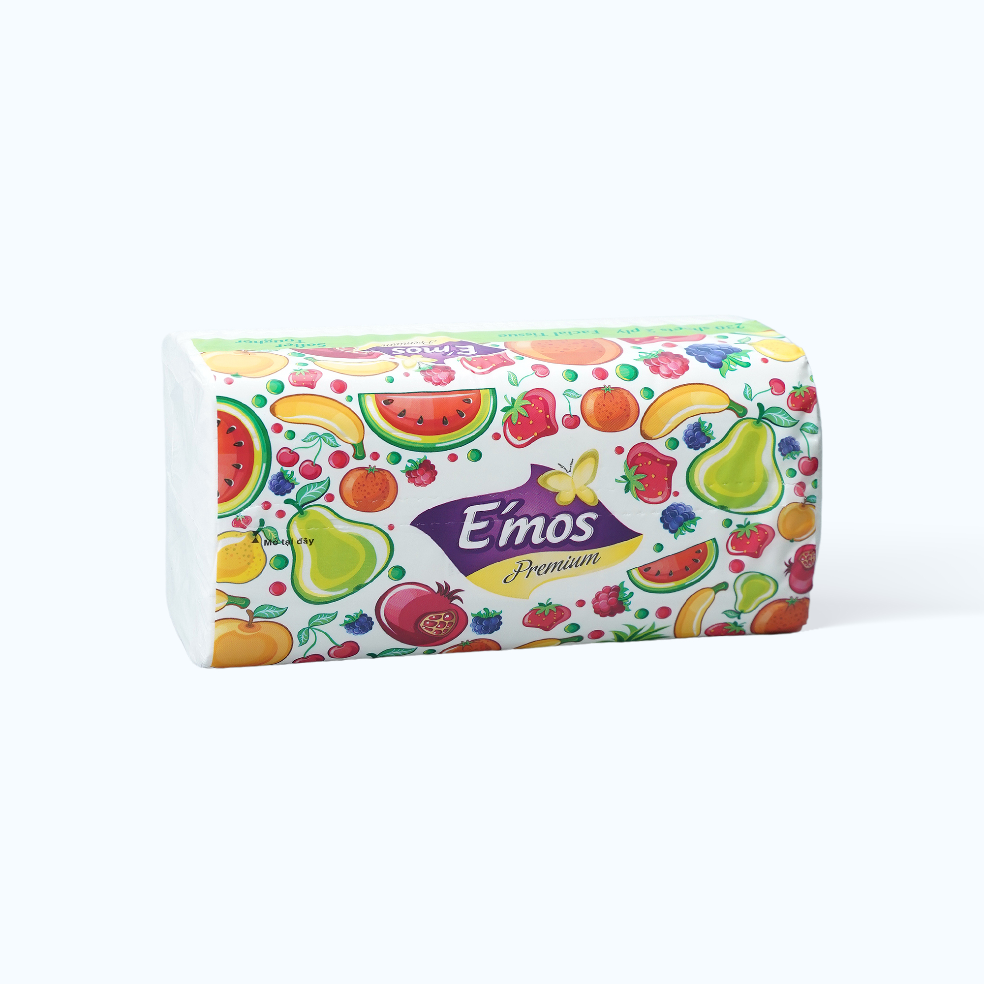 Khăn giấy EMOS rút 2 lớp hoa quả 24mm (Gói 230 tờ)