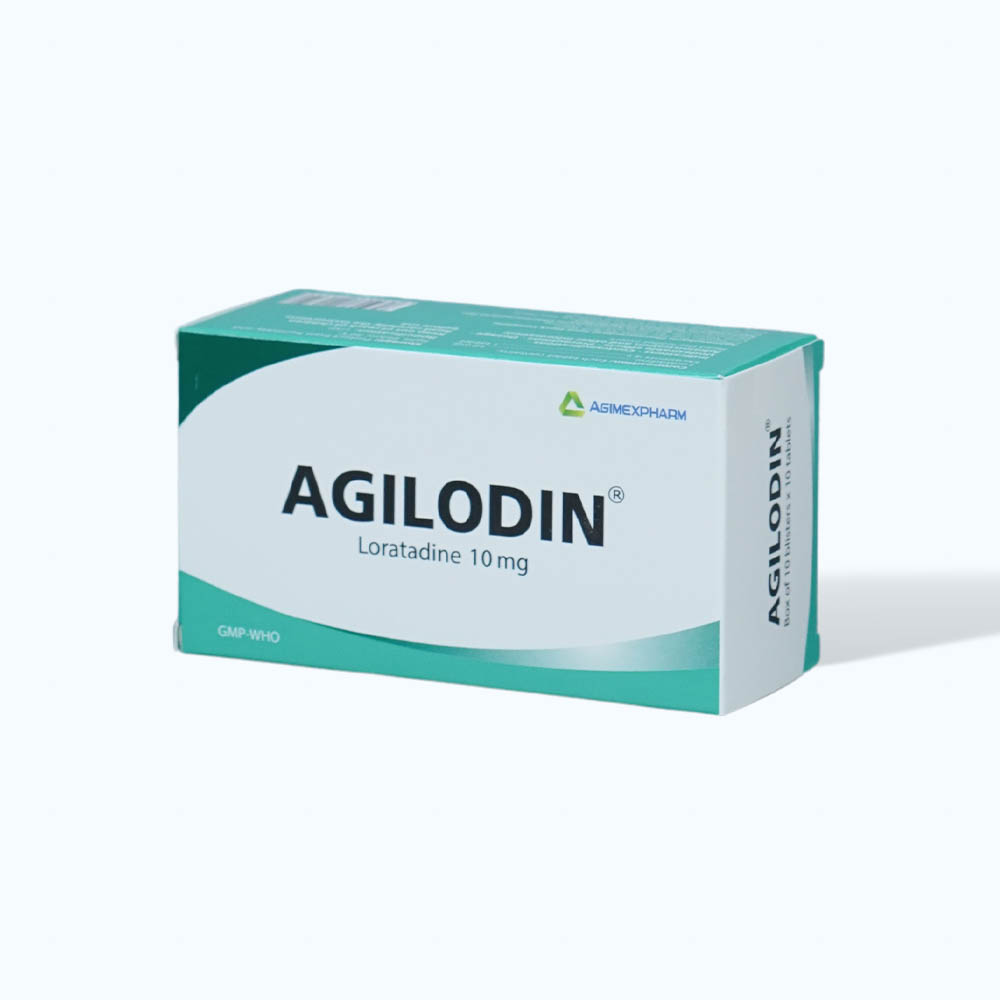 Viên nén Agilodin 10mg trị viêm mũi dị ứng, mày đay, ngứa (10 vỉ x 10 viên)