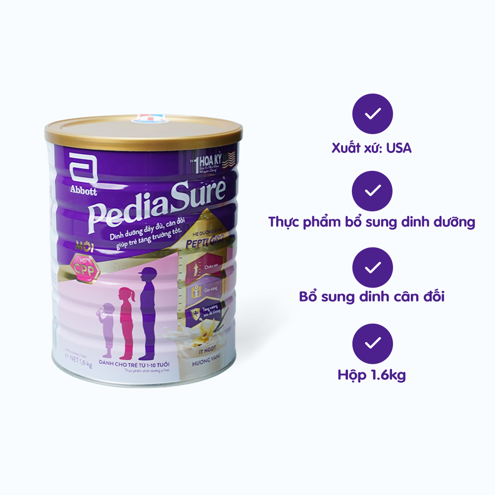 Sữa bột dinh dưỡng cho trẻ biếng ăn Abbott Pediasure BA (1,6kg)