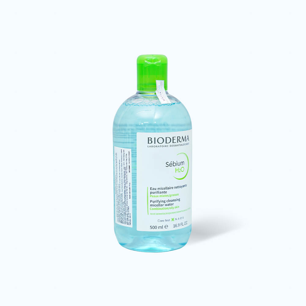 Nước tẩy trang và làm sạch BIODERMA Sebium H2O dành cho da hỗn hợp đến da dầu (Chai 500ml)