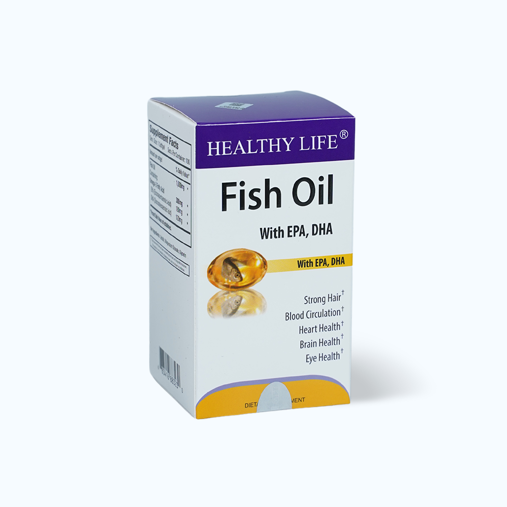 Viên dầu cá Healthy Life Omega 3 hỗ trợ não, mắt và tim mạch (Hộp 100 viên)