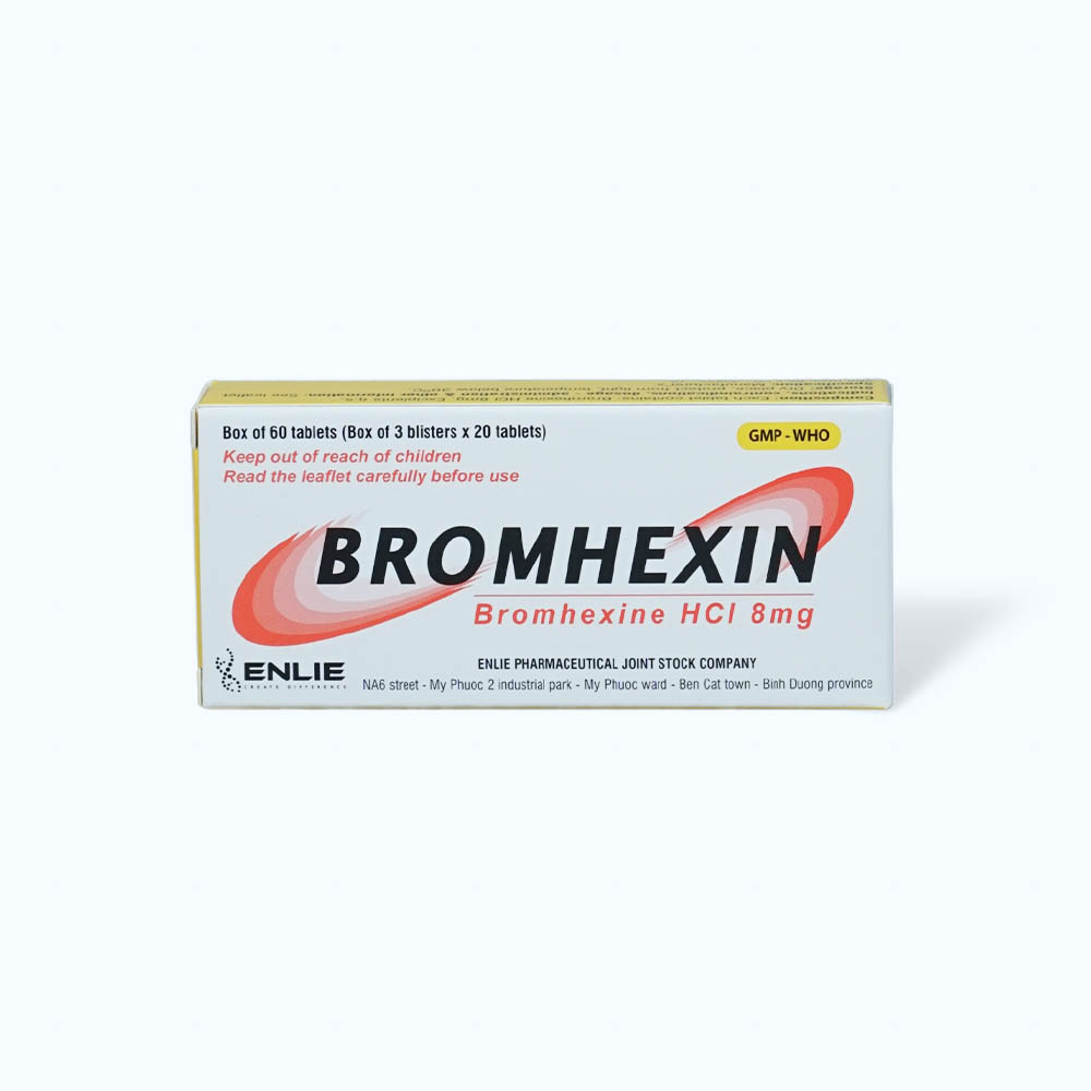 Viên nén Bromhexin 8mg tiêu nhầy, loãng đàm, giảm ho (3 vỉ x 20 viên)