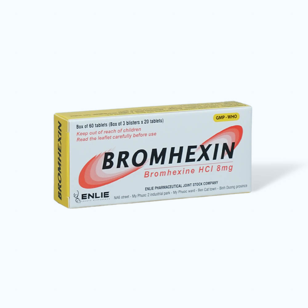 Viên nén Bromhexin 8mg tiêu nhầy, loãng đàm, giảm ho (3 vỉ x 20 viên)