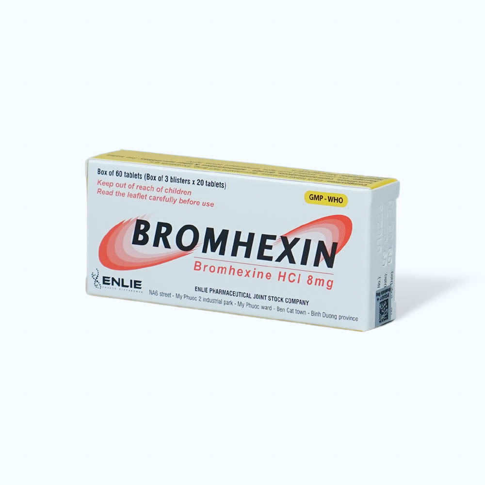 Viên nén Bromhexin 8mg tiêu nhầy, loãng đàm, giảm ho (3 vỉ x 20 viên)