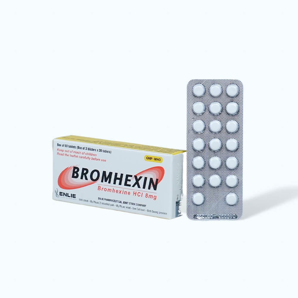 Viên nén Bromhexin 8mg tiêu nhầy, loãng đàm, giảm ho (3 vỉ x 20 viên)