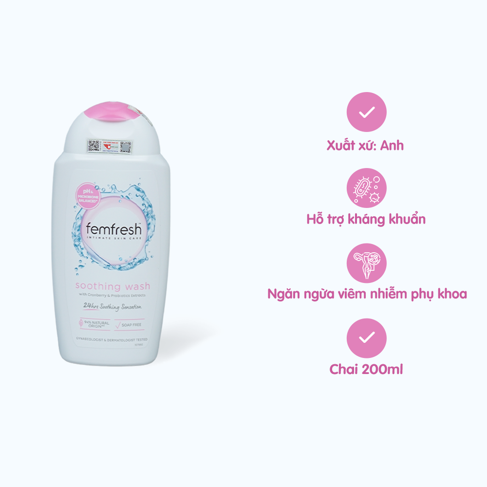 Dung dịch vệ sinh phụ nữ cao cấp Femfresh Soothing Wash (250ml)