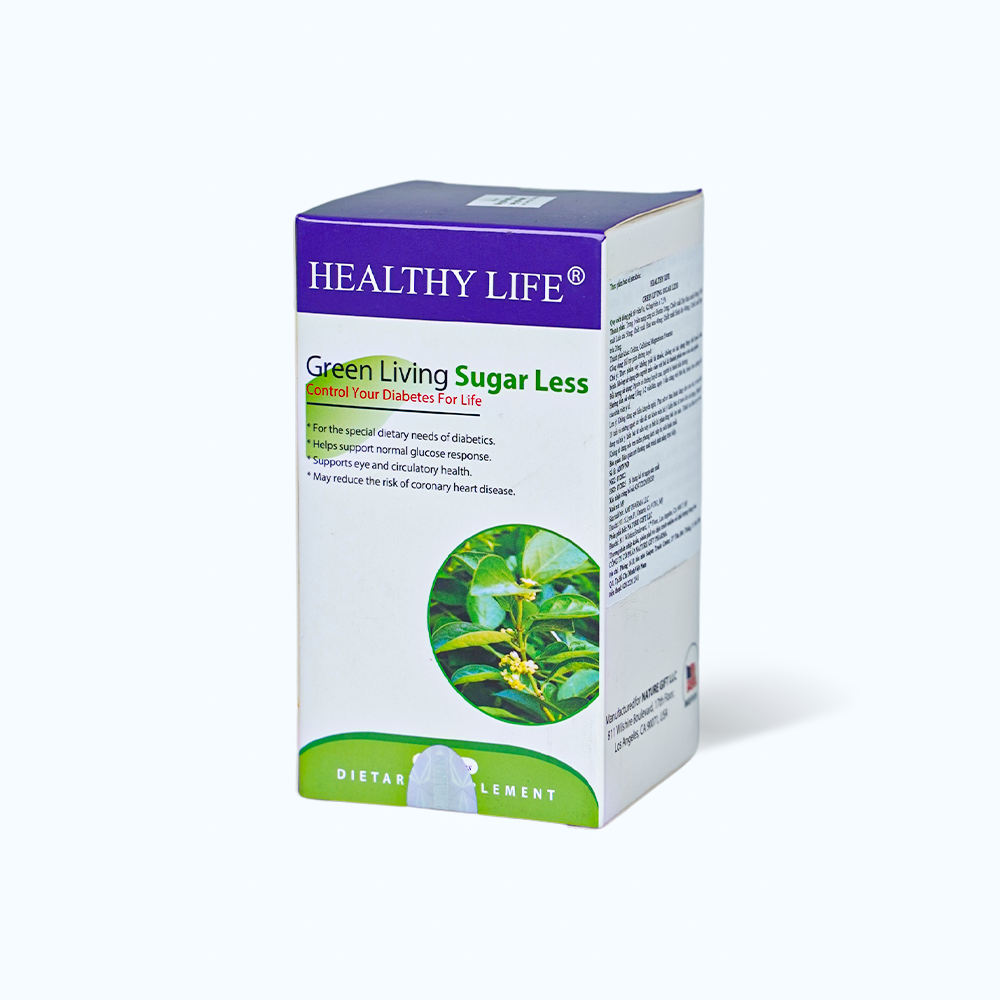 Viên uống Healthy Life Green Living Sugar Less hỗ trợ giảm đường huyết (Hộp 60 viên)