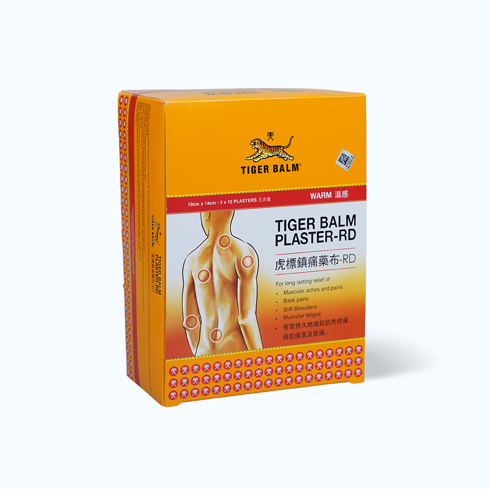 Cao dán Tiger Balm Plaster-RD 10X14cm giảm các triệu chứng mỏi cơ, giảm đau và nhức cơ (túi 3 miếng)