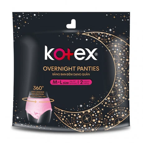 Băng vệ sinh ban đêm dạng quần Kotex size M/L (Gói 2 miếng)