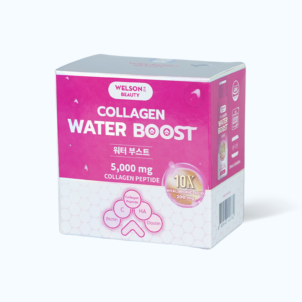 Nước uống Welson Beauty 10x Water Boost hỗ trợ đẹp da (Hộp 6 chai x 50ml)