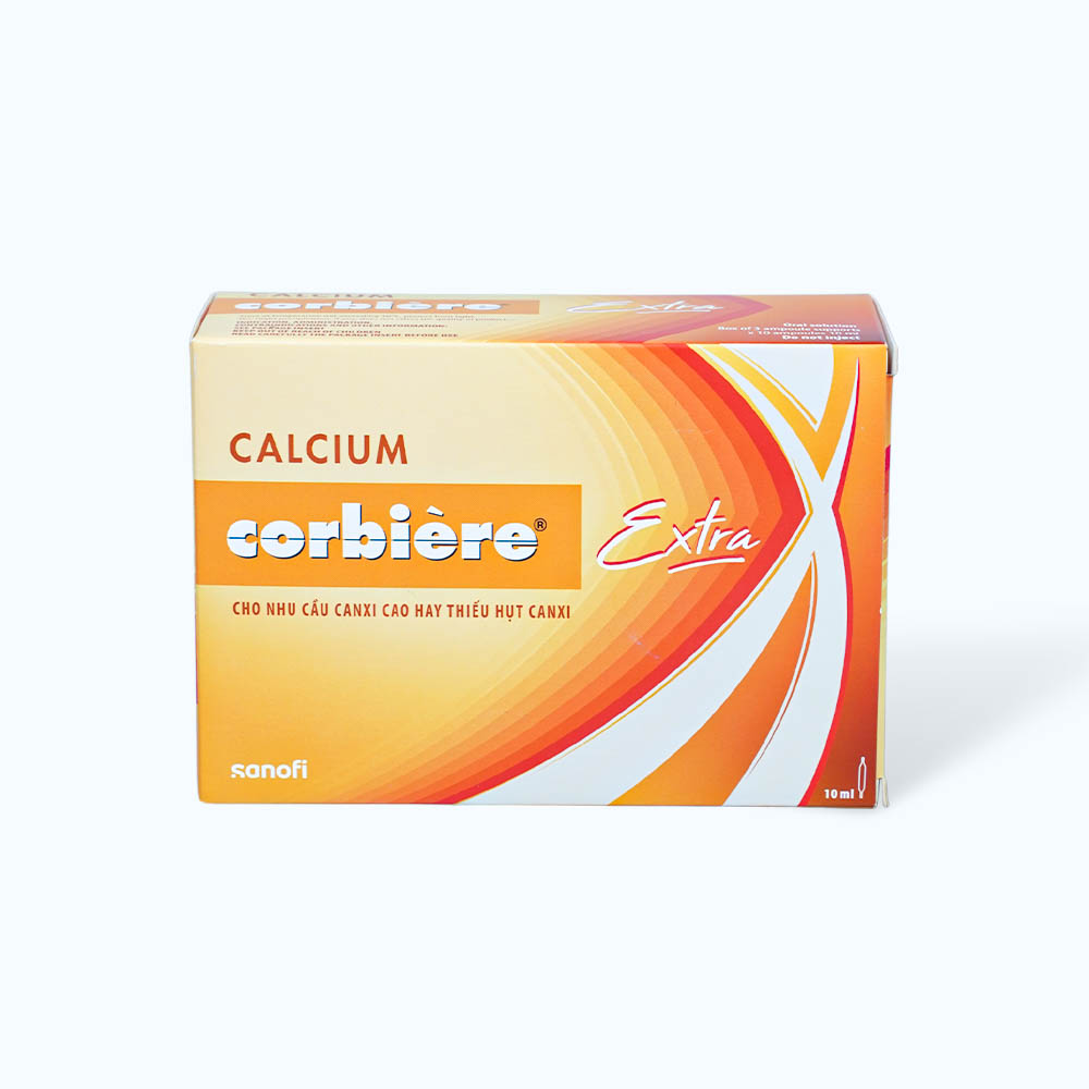 Dung dịch ống uống Calcium Corbiere Extra bổ sung calci, ngừa loãng xương, còi xương (3 vỉ x 10 ống)