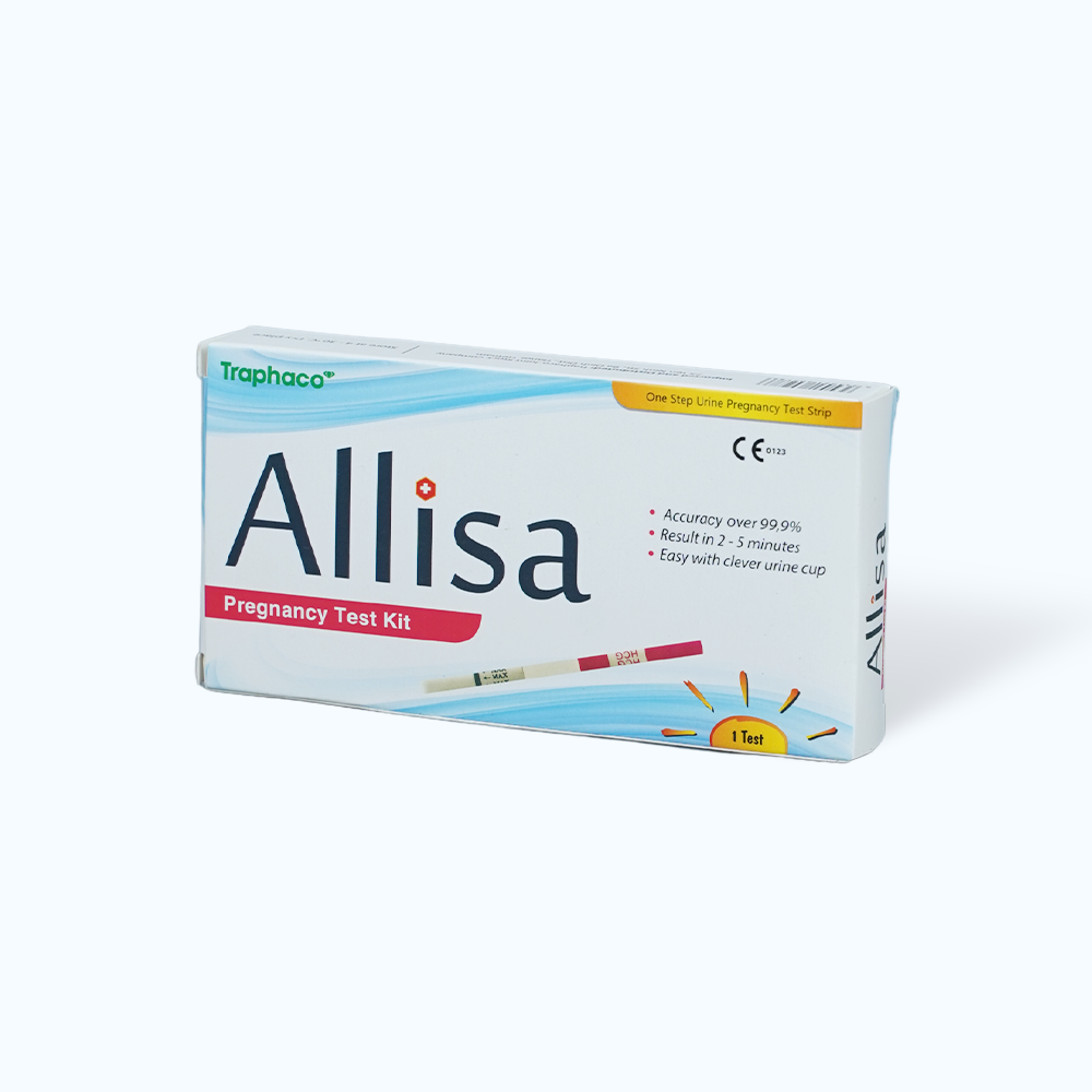 Que thử thai HCG ALLISA Pregnancy Test Kit Traphaco phát hiện 7 - 10 ngày sau khi thụ thai (1 cái)