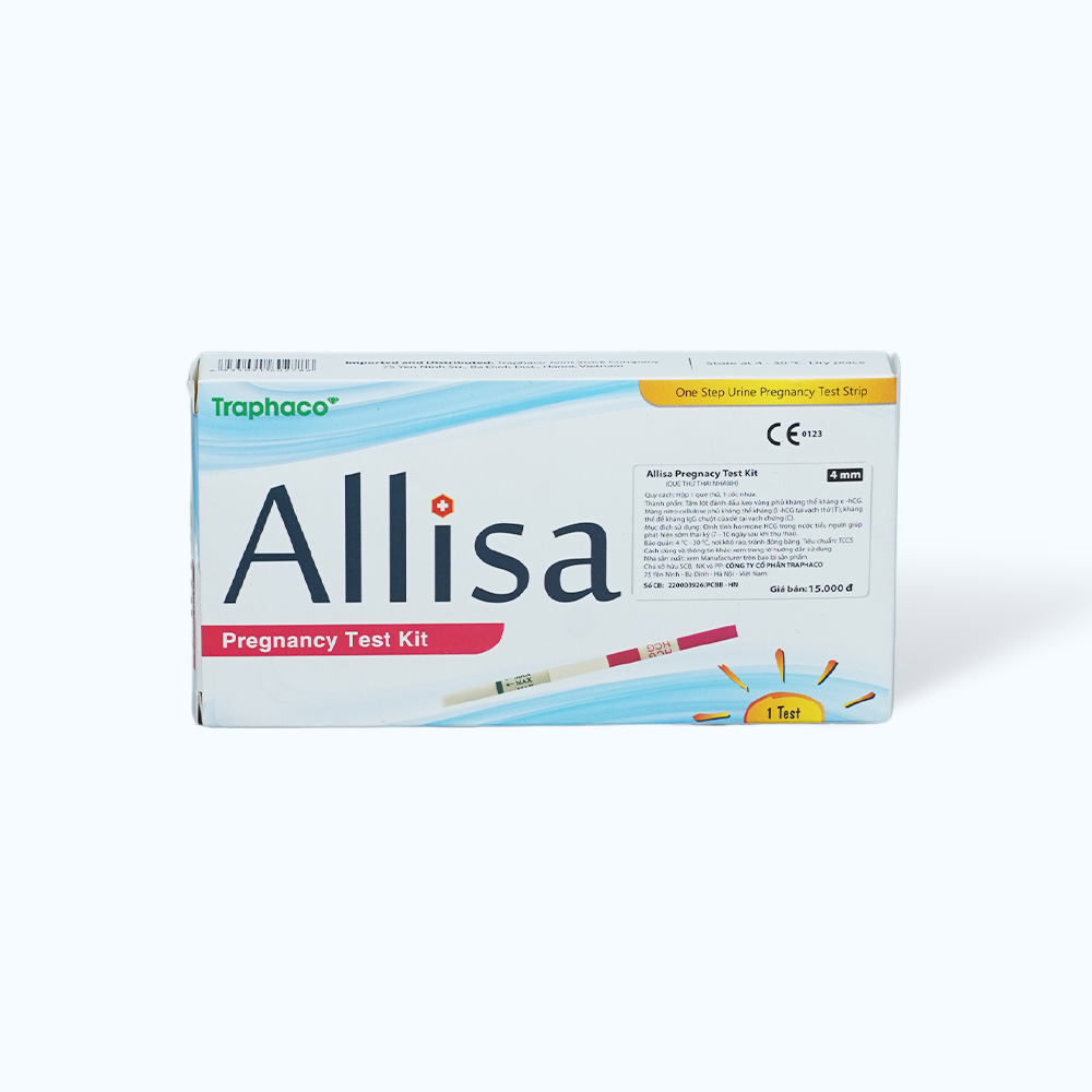 Que thử thai HCG ALLISA Pregnancy Test Kit Traphaco phát hiện 7 - 10 ngày sau khi thụ thai (1 cái)