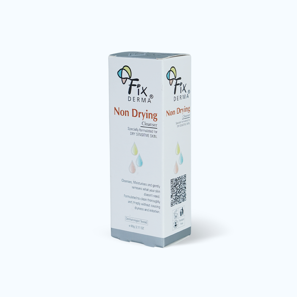 Sữa rửa mặt FIXDERMA Non Drying Cleanser giúp làm sạch tế bào chết, bụi bẩn, bã nhờn (Tuýp 60g)