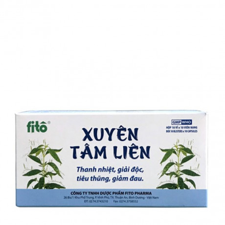 Viên nang Xuyên Tâm Liên - Fito Pharma trị các triệu chứng ho cảm thông thường (10 vỉ x 10 viên)