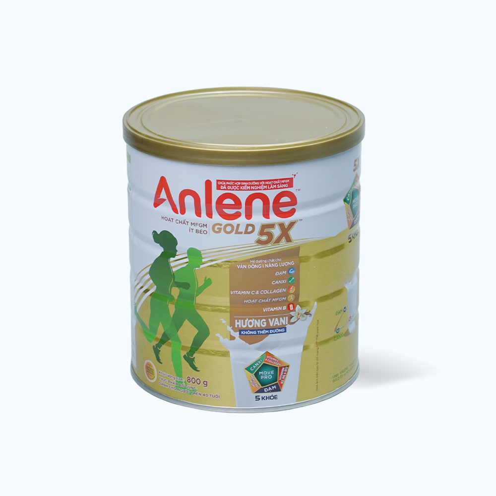 Sữa bột dinh dưỡng ANLENE GOLD 5X tăng cường sức khỏe cơ-xương-khớp cho người trên 40 tuổi (800g)