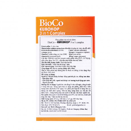 Viên uống BioCo Eurokop 3 in 1 hỗ trợ cơ xương khớp chắc khỏe (Hộp 120 viên)