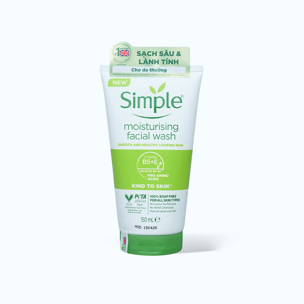 Sữa Rửa Mặt SIMPLE Moisturising Dưỡng Ẩm Cho Da(Tuýp 150ml)