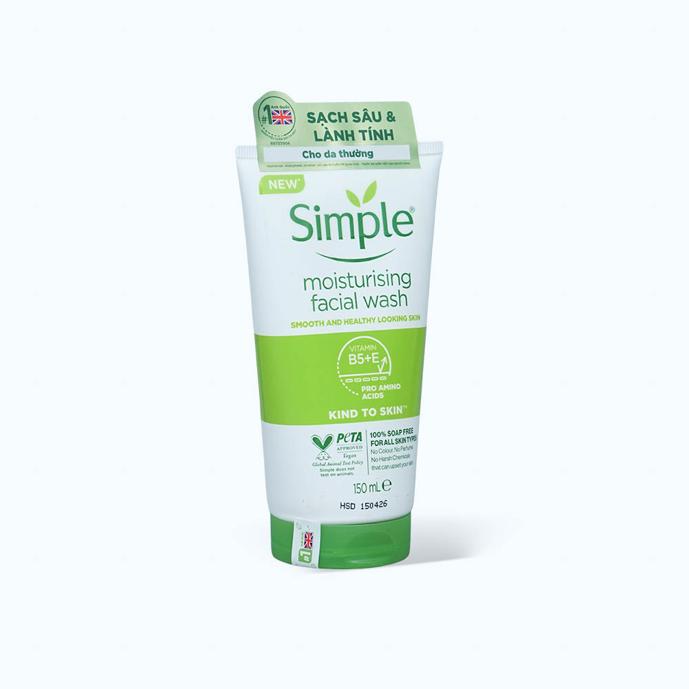 Sữa Rửa Mặt SIMPLE Moisturising Dưỡng Ẩm Cho Da(Tuýp 150ml)