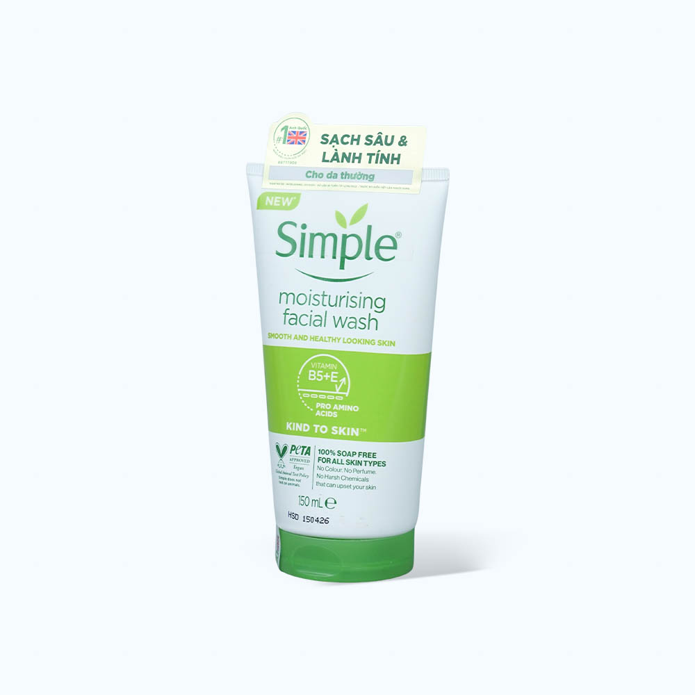 Sữa Rửa Mặt SIMPLE Moisturising Dưỡng Ẩm Cho Da(Tuýp 150ml)