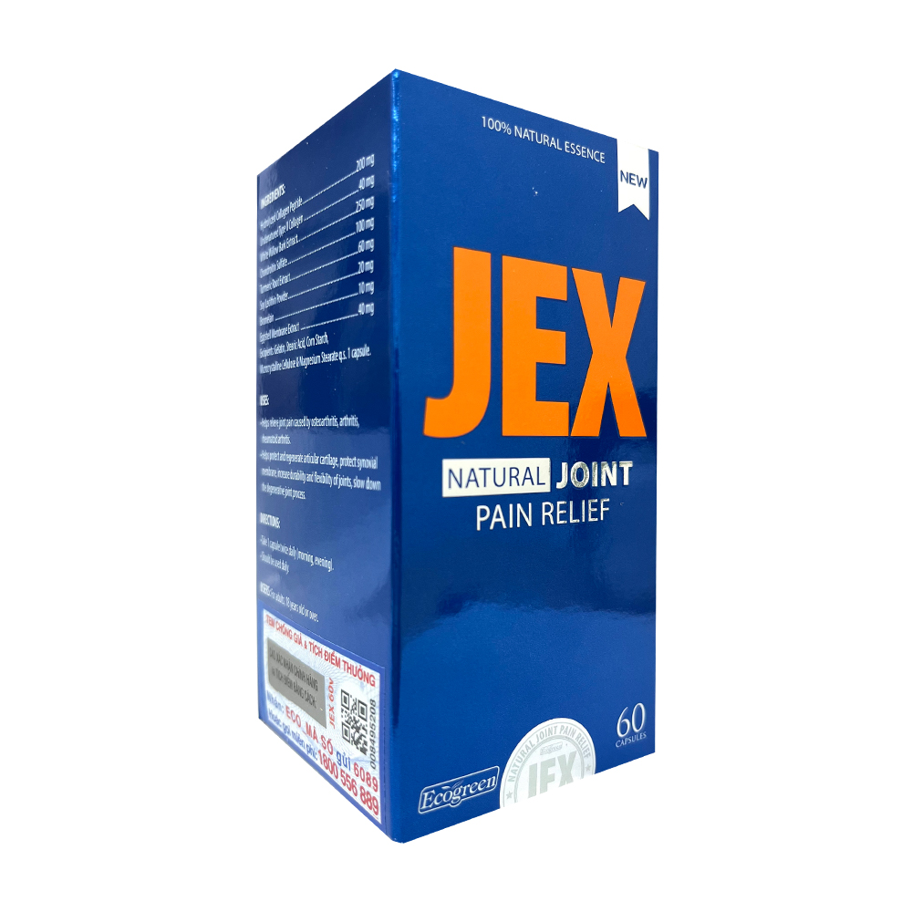 Viên uống  JEX Ecogreen hỗ trợ giảm đau trong thoái hoá khớp, viêm khớp ( Hộp 60 viên)
