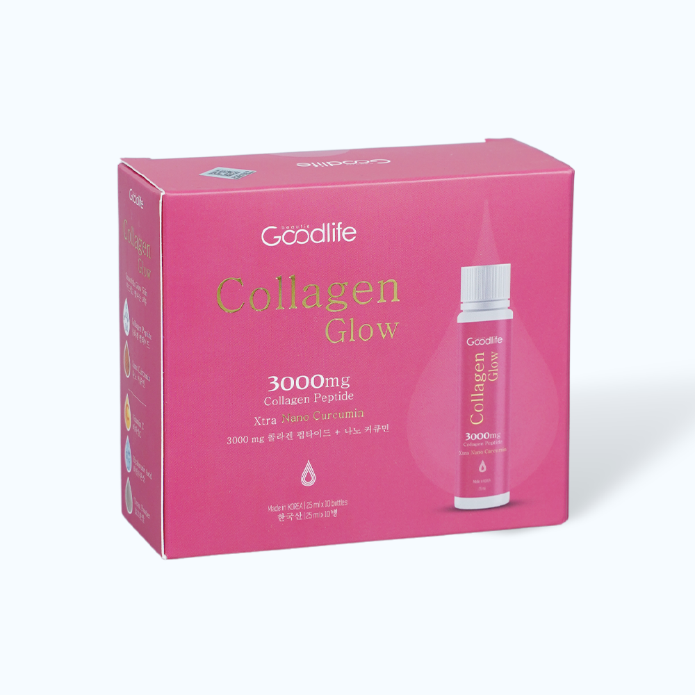 Nước uống Collagen Goodlife Collagen Glow 3000mg hỗ trợ làm đẹp da (Hộp 10 ống x 25mL)