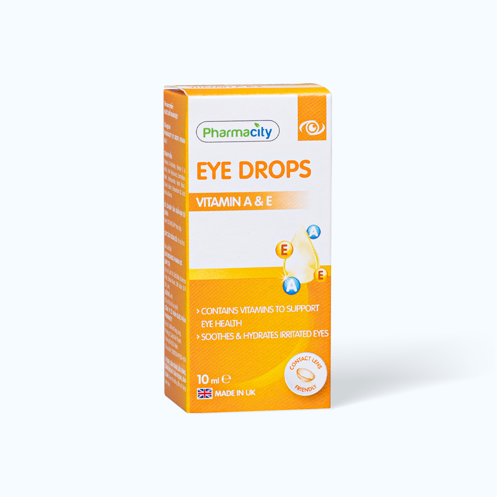 Nước mắt nhân tạo Pharmacity bổ sung Vitamin A & E làm dịu, giảm khô mắt (Chai 10ml)
