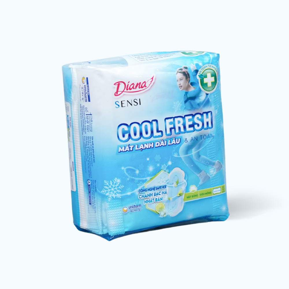 Băng vệ sinh mát dịu siêu mỏng không cánh Diana Sensi Cool Fresh (Gói 8 Miếng)