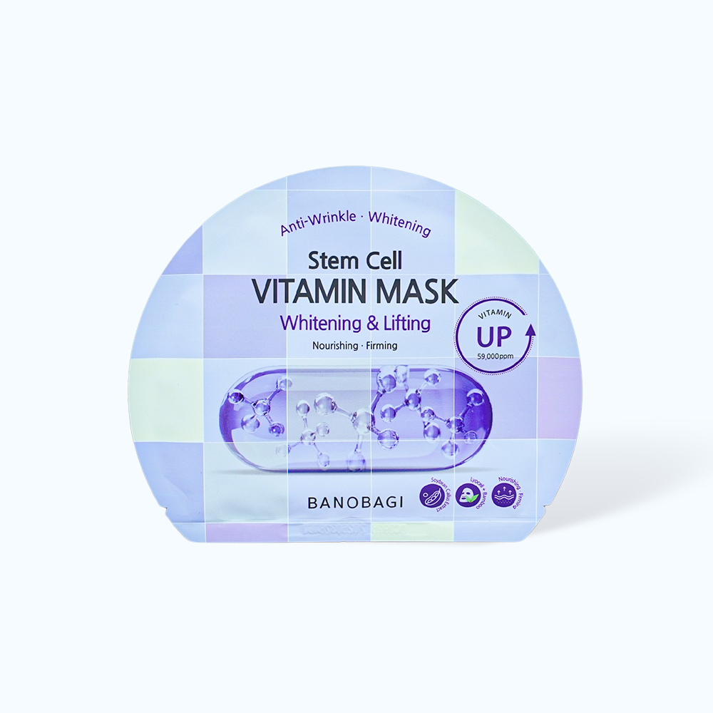 Mặt nạ BANOBAGI Stem Cell Vitamin Mask Whitening And Lifting Hỗ Trợ Dưỡng Sáng Da (Miếng 30g)