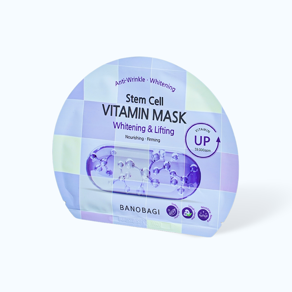 Mặt nạ BANOBAGI Stem Cell Vitamin Mask Whitening And Lifting Hỗ Trợ Dưỡng Sáng Da (Miếng 30g)