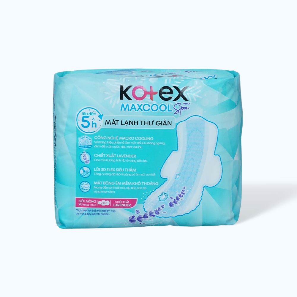 Băng vệ sinh Kotex Max Cool  siêu mỏng có cánh 23cm (20 miếng)