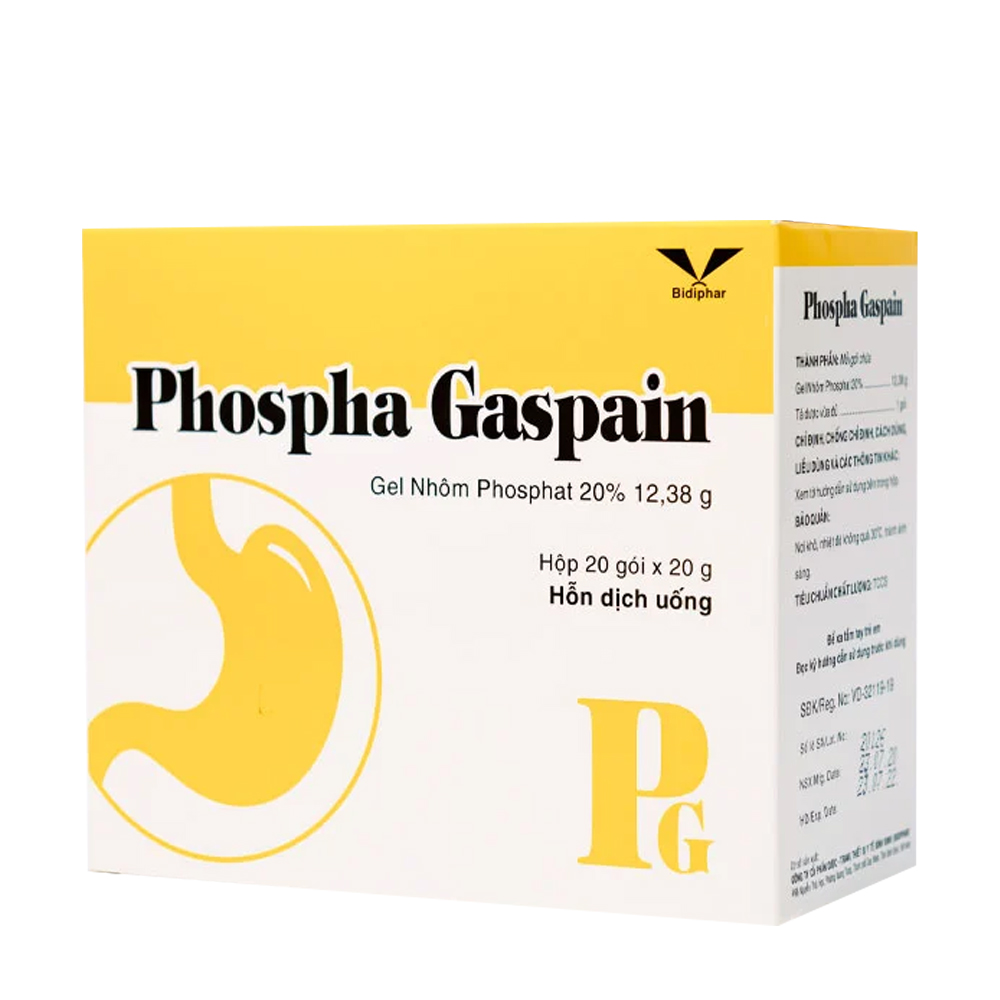 Hỗn dịch uống Phospha gaspain 20% điều trị viêm loét dạ dày tá tràng, viêm thực quản (20 gói x 20g)