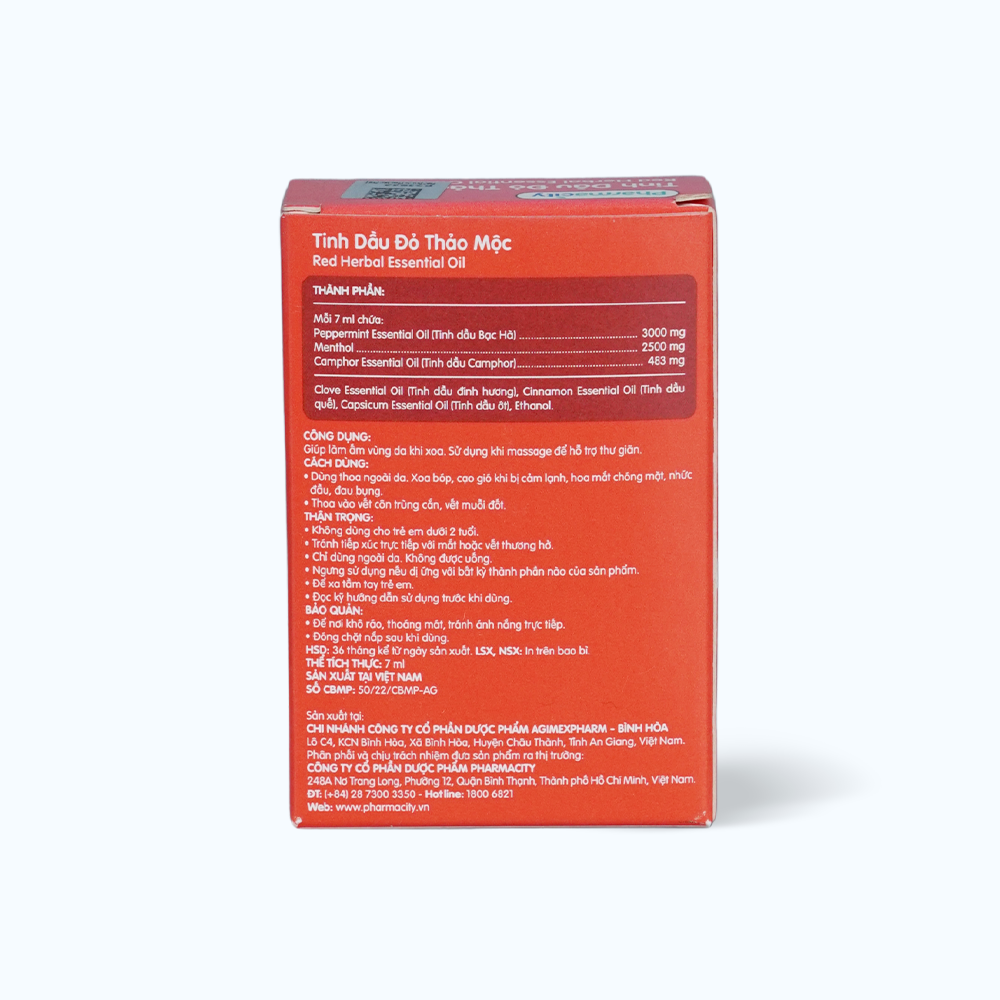 Tinh dầu đỏ thảo mộc Pharmacity (Chai 7ml)